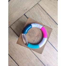 Bracelet GEORGES rose fluo, bleu canard et turquoise