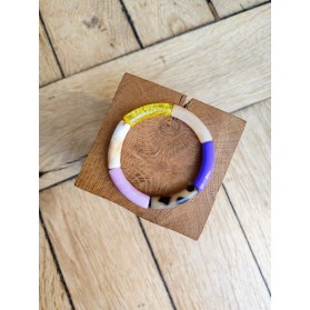 Bracelet GEORGETTE jaune givré, violet et léopard