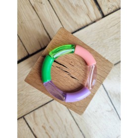 Bracelet GEORGES vert pomme, saumon et parme