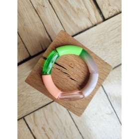 Bracelet GEORGES vert pomme, saumon et nude