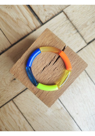 !!! NEW !!! Bracelet GEORGETTE jaune fluo et bleu