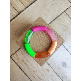 Bracelet GEORGES rose, vert fluo et saumon,