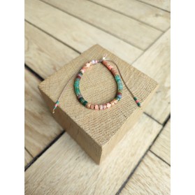 Bracelet MARIE - vert et beige rosé