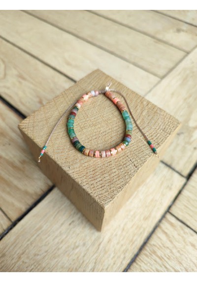 Bracelet MARIE - vert et beige rosé