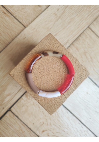 !!! NEW !!! Bracelet GEORGETTE léopard, rouge et marron