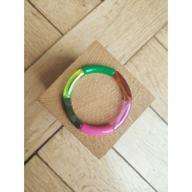 !!! NEW !!! Bracelet GEORGETTE vert et rose translucide