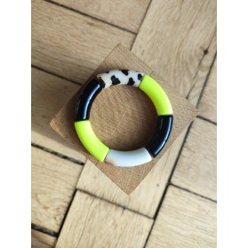 !!! NEW !!! Bracelet GEORGES léopard noir et jaune fluo