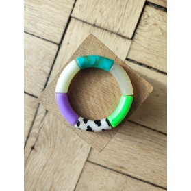 !!! NEW !!! Bracelet GEORGES léopard vert et parme