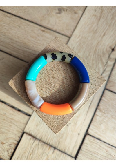 !!! NEW !!! Bracelet GEORGES léopard, bleu et orange