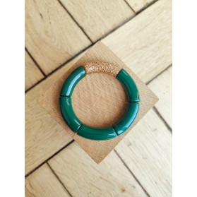 Bracelet GEORGES vert bouteille pailettes dorées