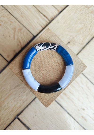 !!! NEW !!! Bracelet GEORGES zèbre, bleu marine et noir