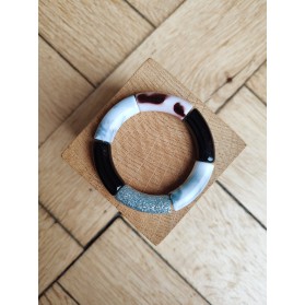 !!! NEW !!! Bracelet GEORGES noir, léopard et glitter argent