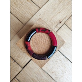 !!! NEW !!! Bracelet GEORGES bordeaux, noir, léopard et glitter