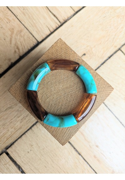 Bracelet GEORGES bicolore turquoise et marron