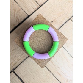 Bracelet GEORGES bicolore parme et vert fluo