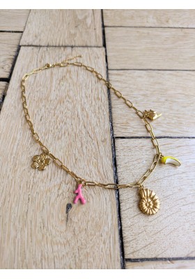 Collier GRIGRI corail et banane