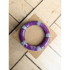 Bracelet GEORGES violet marbré glitter argent