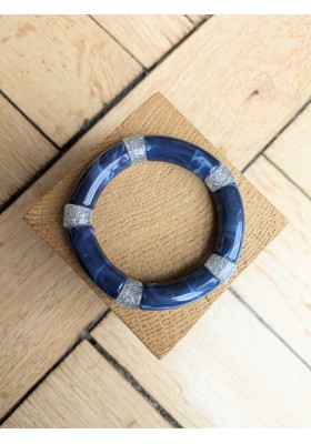 Bracelet GEORGES bleu marine glitter argent