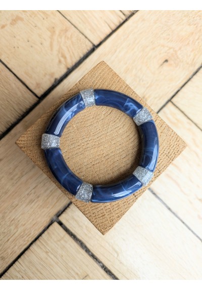 Bracelet GEORGES bleu marine glitter argent