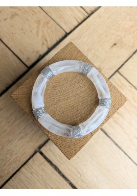 Bracelet GEORGES blanc marbré argent