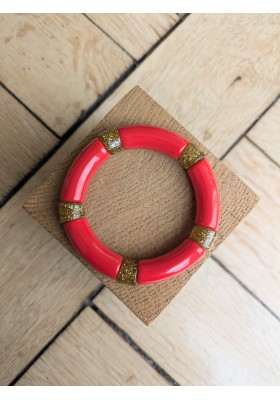 Bracelet GEORGES rouge glitter doré