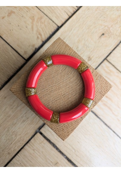 Bracelet GEORGES rouge glitter doré