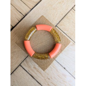 Bracelet GEORGES bicolore glitter doré orange fluo