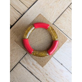 Bracelet GEORGES bicolore glitter doré rouge