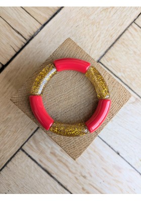 Bracelet GEORGES bicolore glitter doré rouge