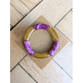 Bracelet GEORGES bicolore glitter doré violet marbré