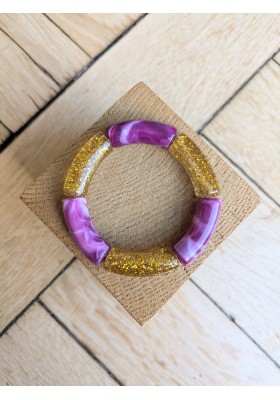 Bracelet GEORGES bicolore glitter doré violet marbré