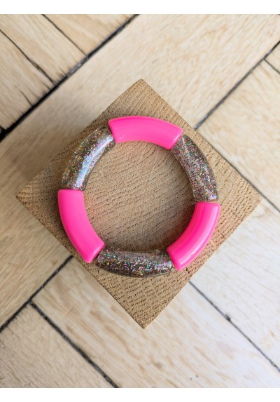 Bracelet GEORGES bicolore glitter multicolore rose fluo