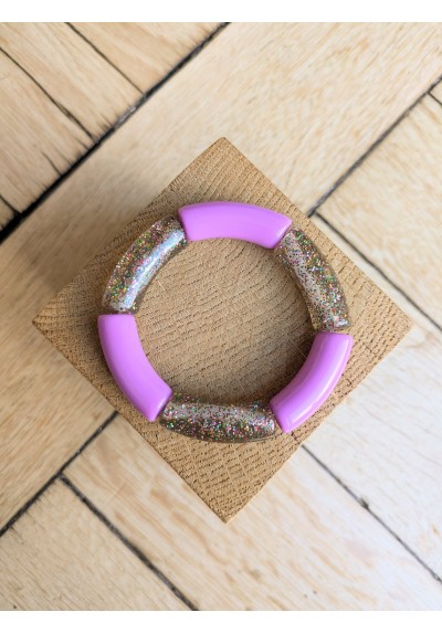 Bracelet GEORGES bicolore glitter multicolore parme