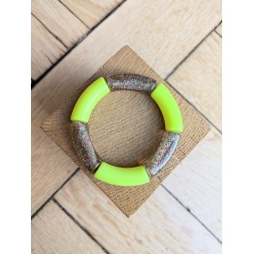 Bracelet GEORGES bicolore glitter multicolore jaune fluo