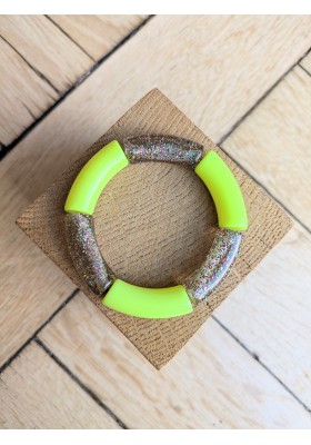 Bracelet GEORGES bicolore glitter multicolore jaune fluo