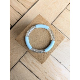 Bracelet GEORGETTE bicolore glitter argent bleu ciel