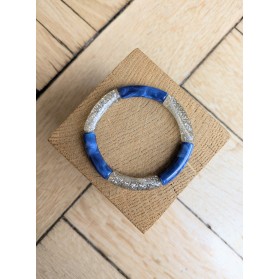 Bracelet GEORGETTE bicolore glitter argent bleu marine