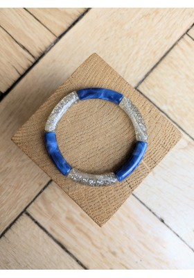 Bracelet GEORGETTE bicolore glitter argent bleu marine