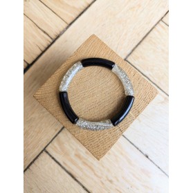 Bracelet GEORGETTE bicolore glitter argent noir