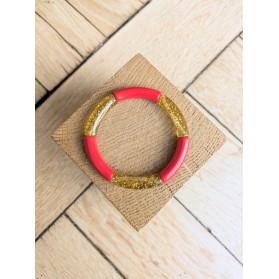 Bracelet GEORGETTE bicolore glitter doré rouge