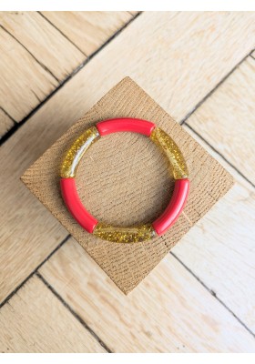 Bracelet GEORGES bicolore glitter doré rouge