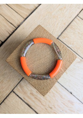 Bracelet GEORGETTE bicolore glitter multicolore orange fluo