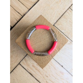 Bracelet GEORGETTE bicolore glitter multicolore rose corail