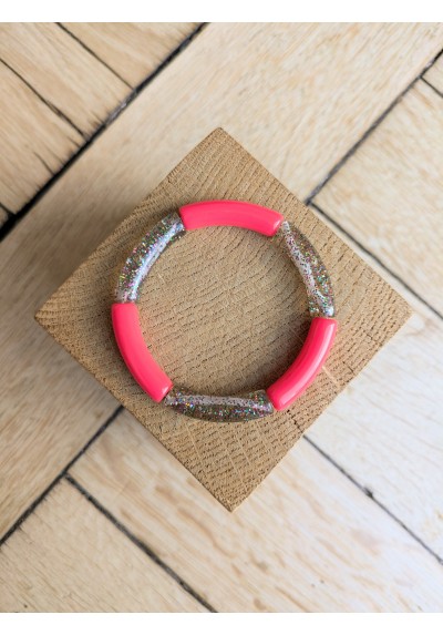 Bracelet GEORGETTE bicolore glitter multicolore rose corail