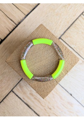 Bracelet GEORGETTE bicolore glitter multicolore jaune fluo