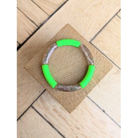 Bracelet GEORGETTE bicolore glitter multicolore vert fluo