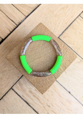 Bracelet GEORGETTE bicolore glitter multicolore vert fluo