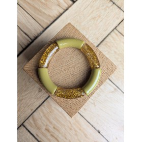 Bracelet GEORGES bicolore glitter doré kaki