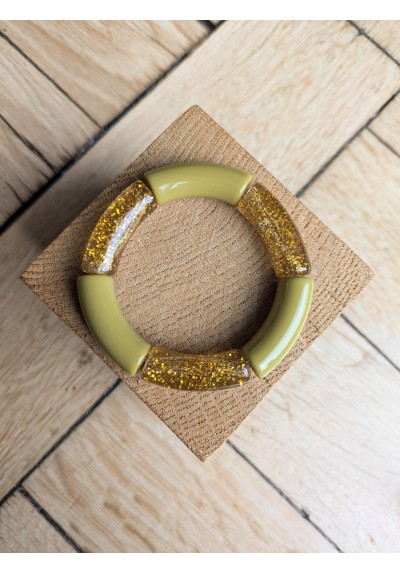 Bracelet GEORGES bicolore glitter doré kaki