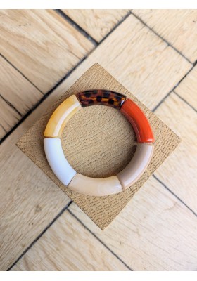 !!! NEW !!! Bracelet GEORGES terracotta, beige et léopard ambré